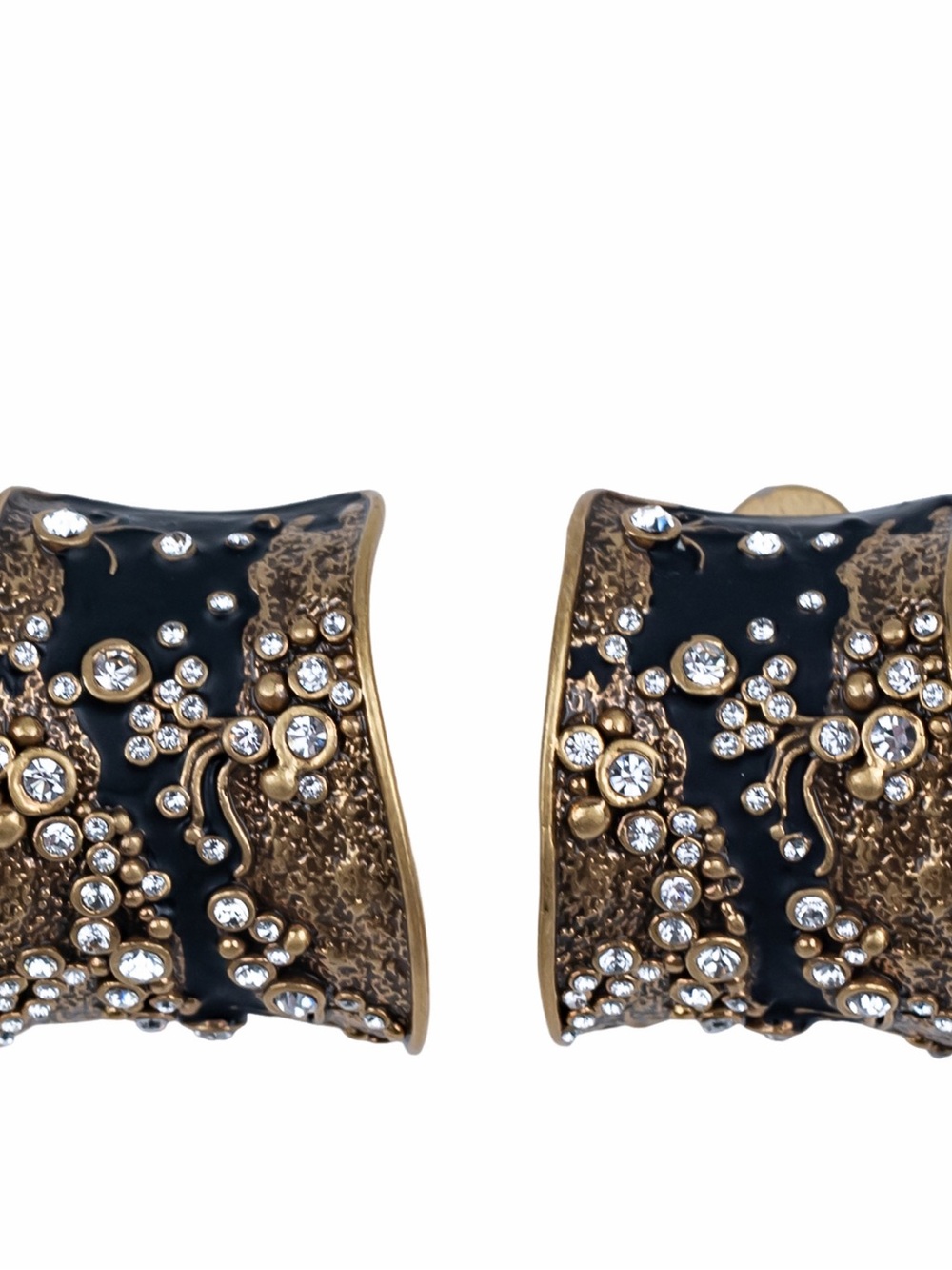 Collection level Gold-Tone Black Crystal Cluster925 sterling silver posts
